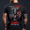 Veteran T-Shirt, Too Old to Fight, Too Slow to Run, But Still Shoot Pretty Darn Good, American Flag Skeleton Design