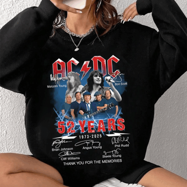 ACDC 52 Years of Rock Legends 1973 2025 , Thank You for the Memories, Graphic Shirt, Fun and Expressive
