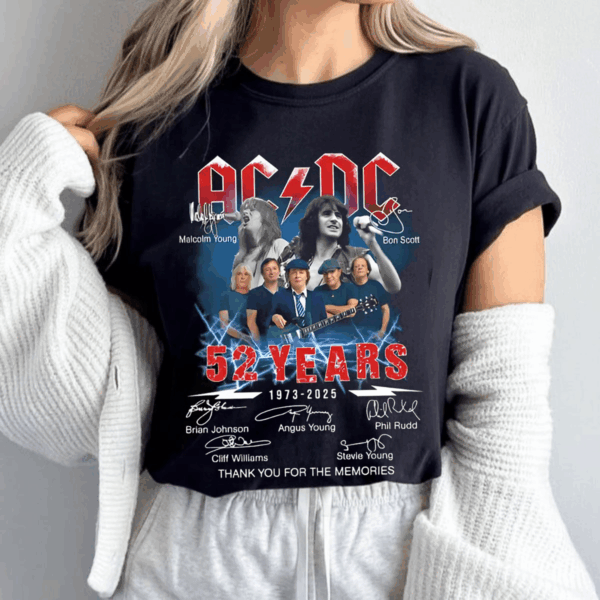 ACDC 52 Years of Rock Legends 1973 2025 , Thank You for the Memories, Graphic Shirt, Fun and Expressive