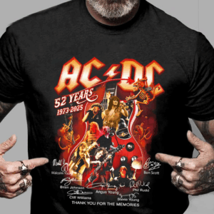 Rock History Lives On ACDC 52 Years Commemorative Shirt, Classic Styles, Never Go Out of Fashion