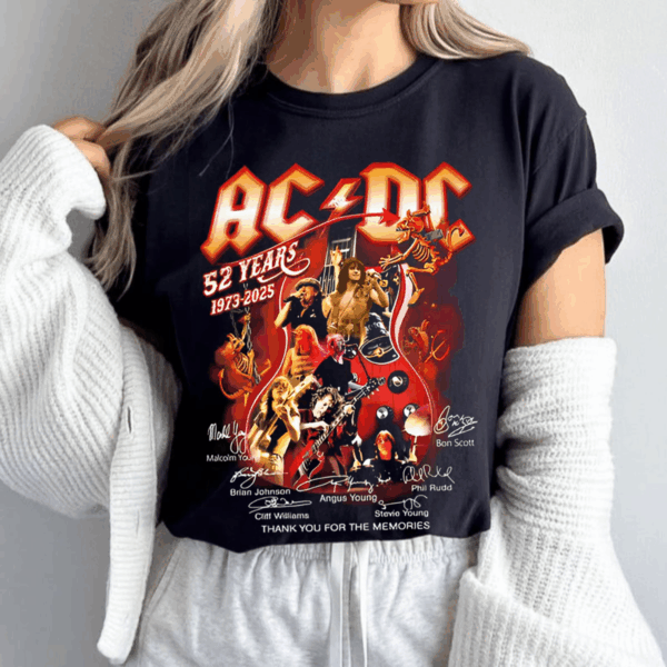 Rock History Lives On ACDC 52 Years Commemorative Shirt, Classic Styles, Never Go Out of Fashion